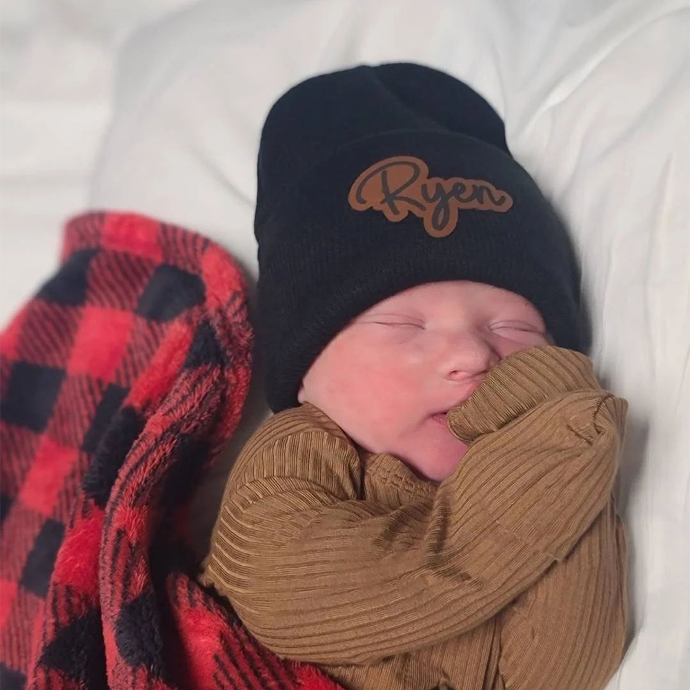 Personalized Leather Patch Beanie for Comfort & Unique | HSKid33