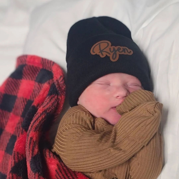 Personalized Leather Patch Beanie for Comfort & Unique | HSKid33