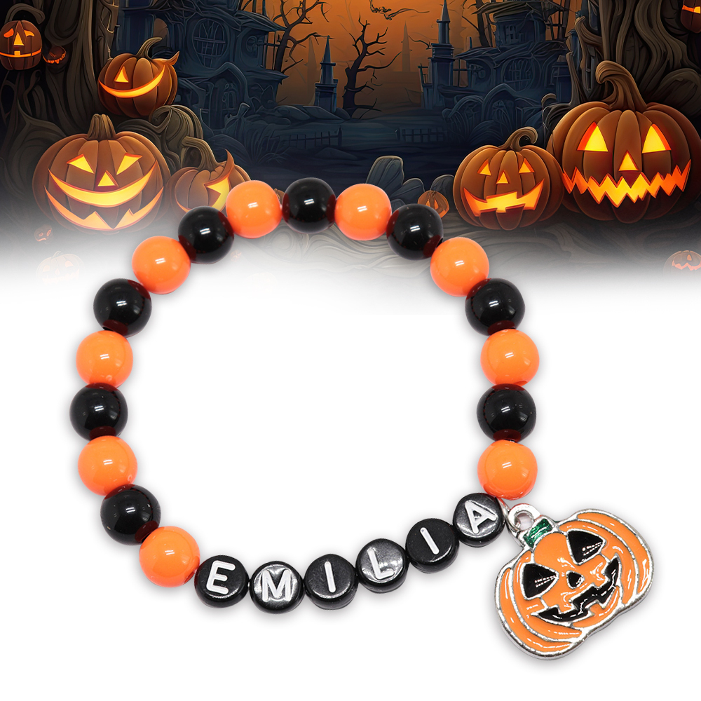 Personalized Halloween Bead Bracelet With Name | CWHalloween07