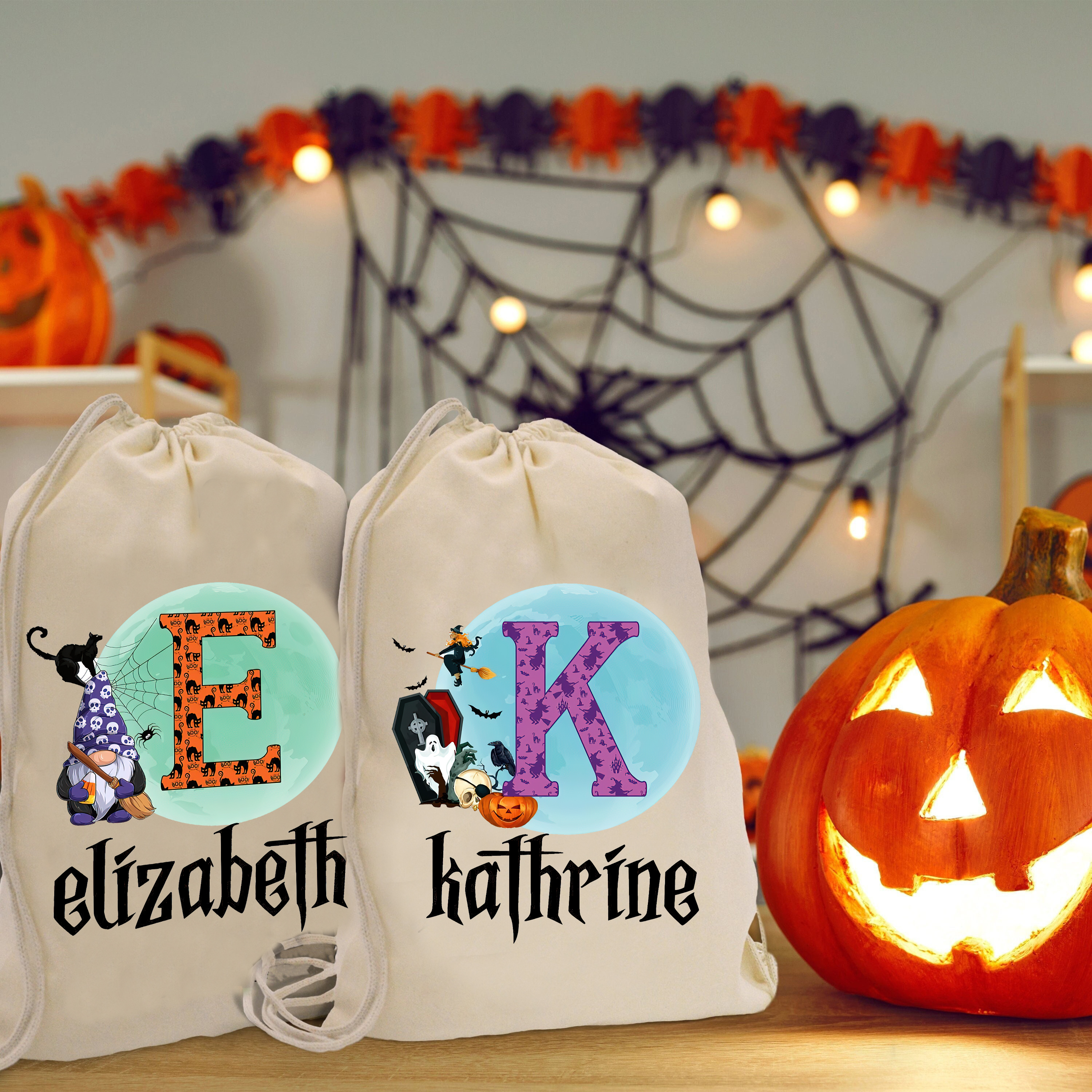 Personalized Name Pumpkin Treat Bag | CWHalloween11