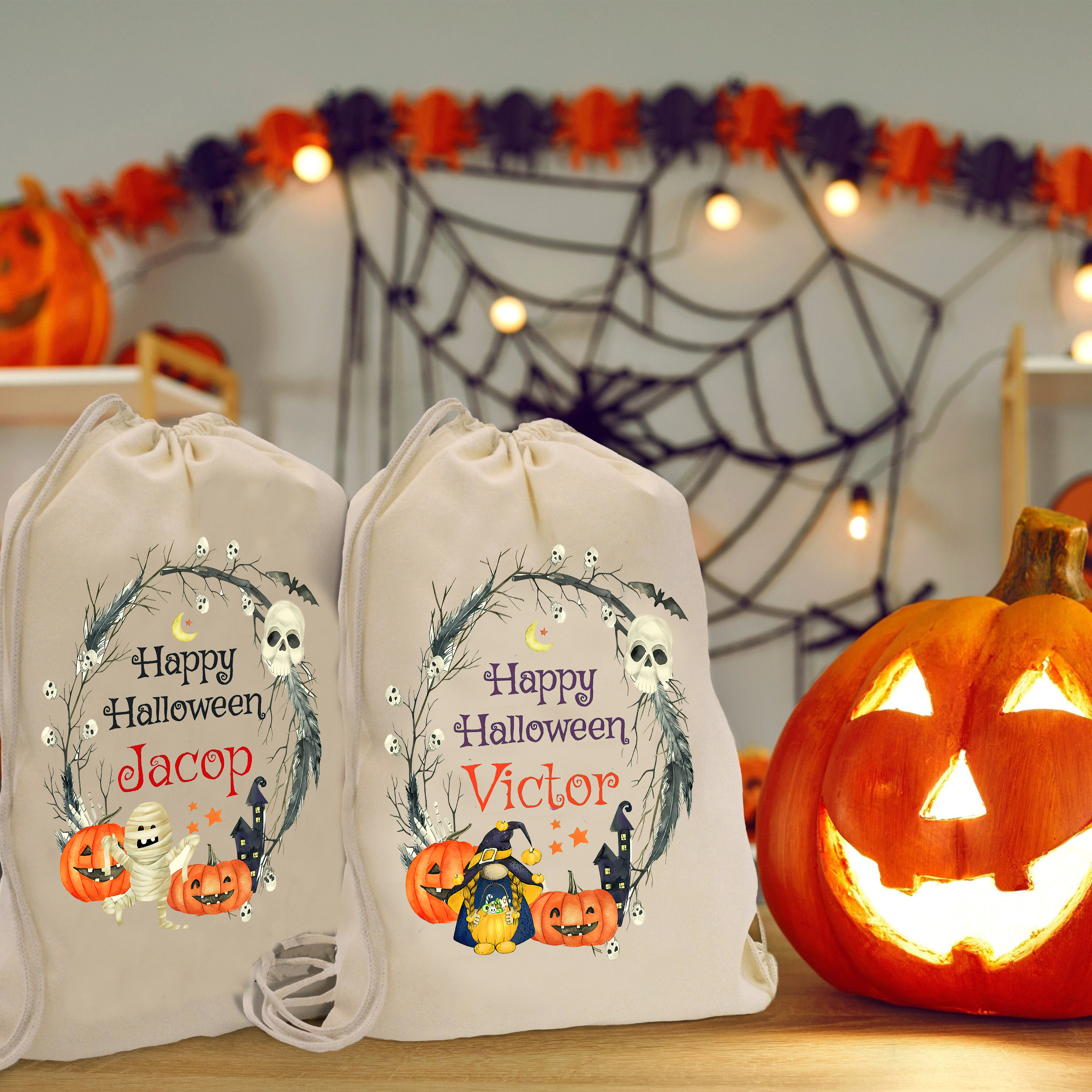 Personalized Name Pumpkin Treat Bag | CWHalloween12