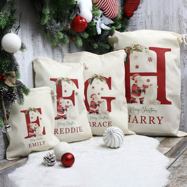 Personalized Name & Initial Christmas Gift Sack | MCGift22