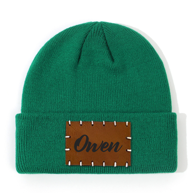 Personalized Leather Patch Beanie for Comfort & Unique | HSKid3301