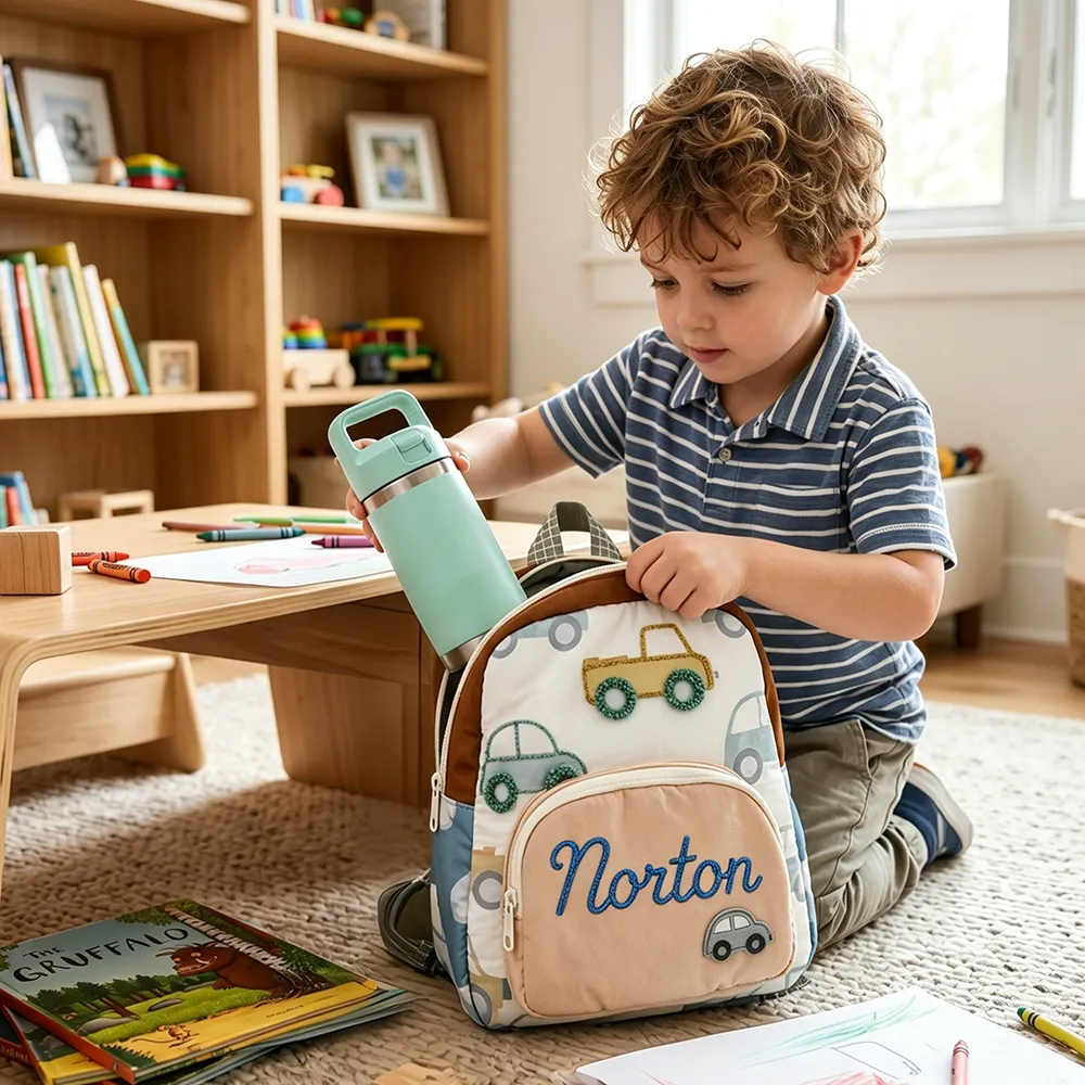 Personalized Hand Embroidery Kids Car Backpack | CWPack379