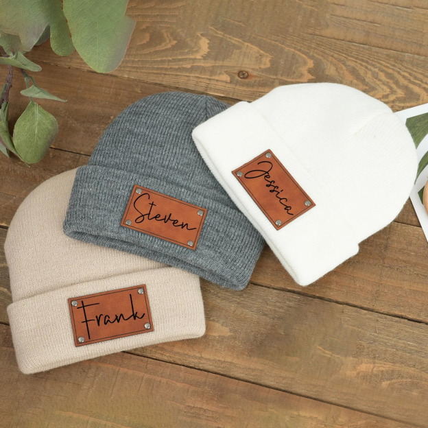 Personalized Leather Patch Kid & Adult Color Beanies for Comfort & Unique | HSKid23