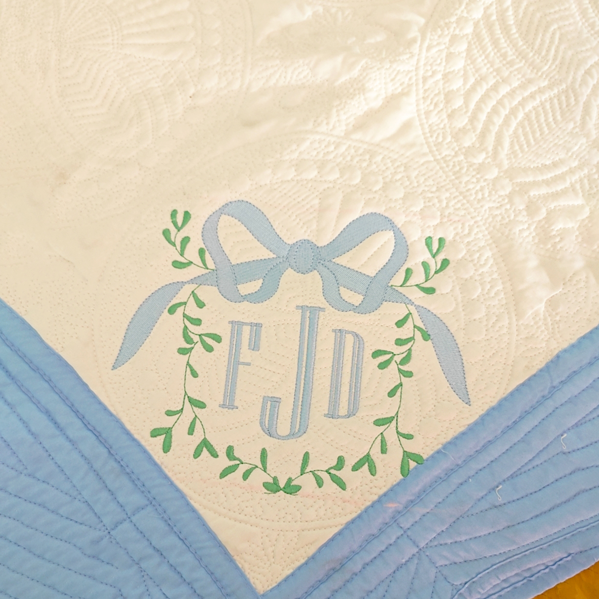 Personalized Embroidered Bow Monogram Knit Blanket for Comfort & Unique | CWBaby82