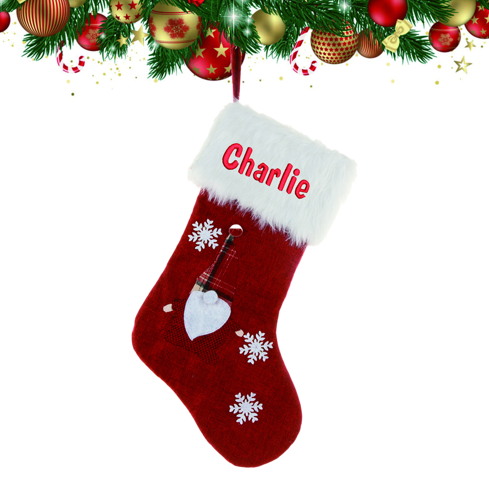 Personalized Embroidered Christmas Stocking with Lights | MCGift13