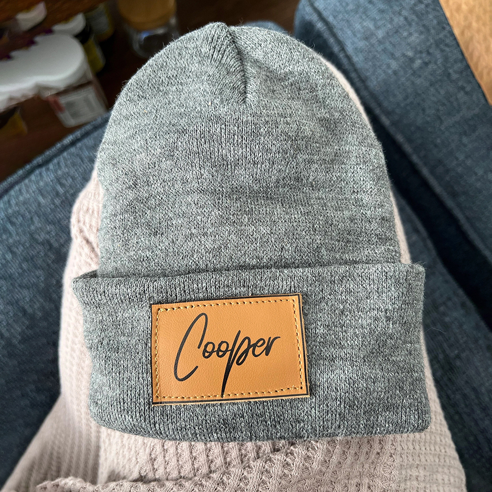 Personalized Leather Patch Beanie for Comfort & Unique | HSKid37