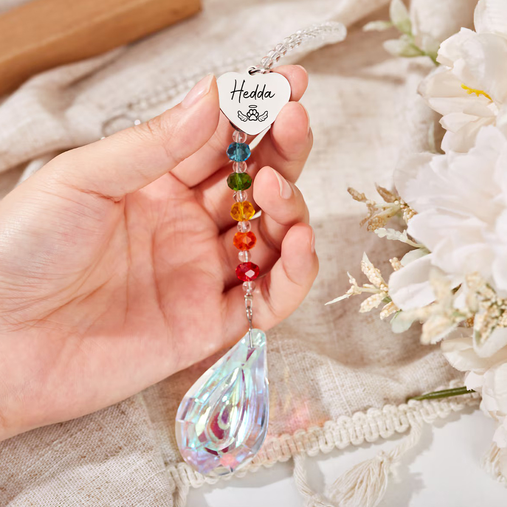 Personalized Pet Memorial Hanging Crystal Prism | BKPet86