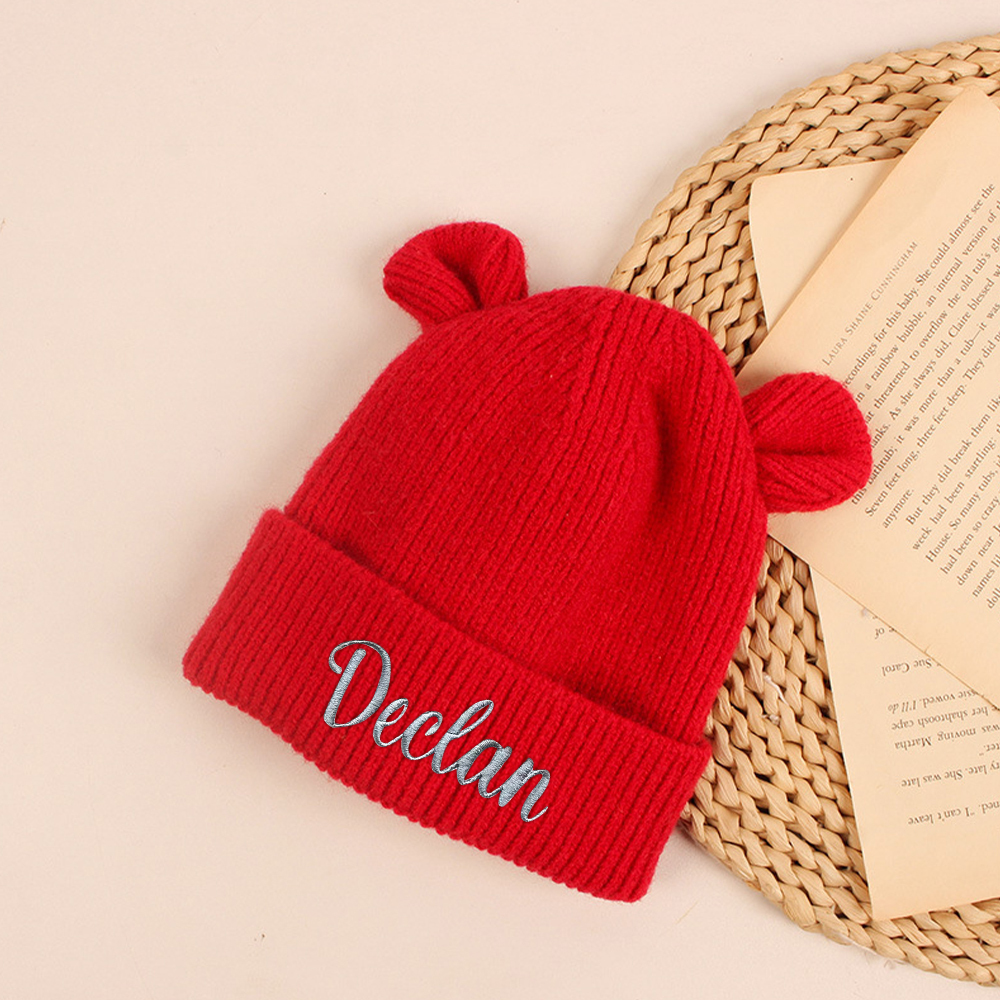 Personalized Cute Bear Beanie With Ears | HSKid41