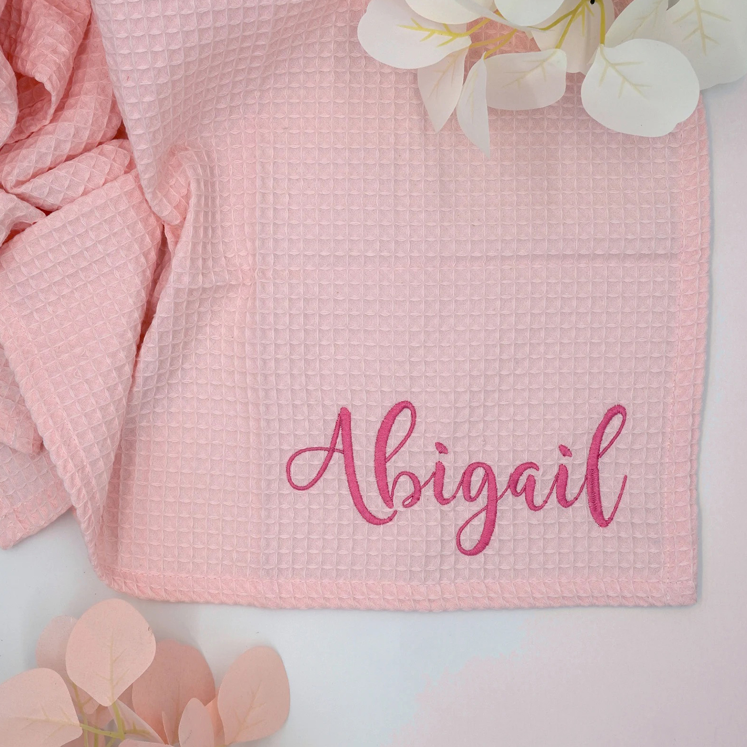 Personalized Embroidered Waffle Blanket for Comfort & Unique| CWBaby48