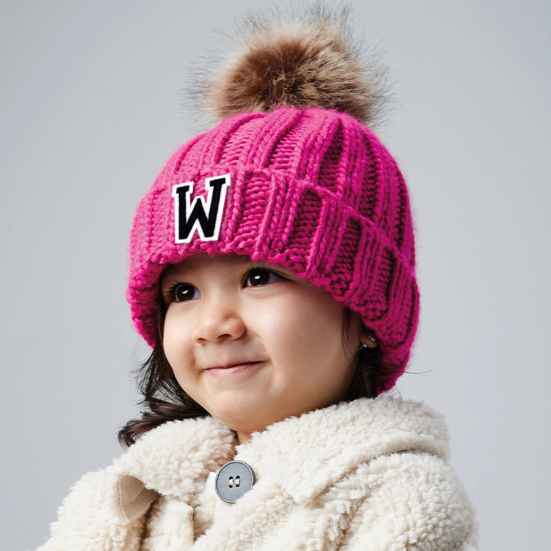 Personalized Initial Patch Pom Pom Beanie Hat | HSKid45
