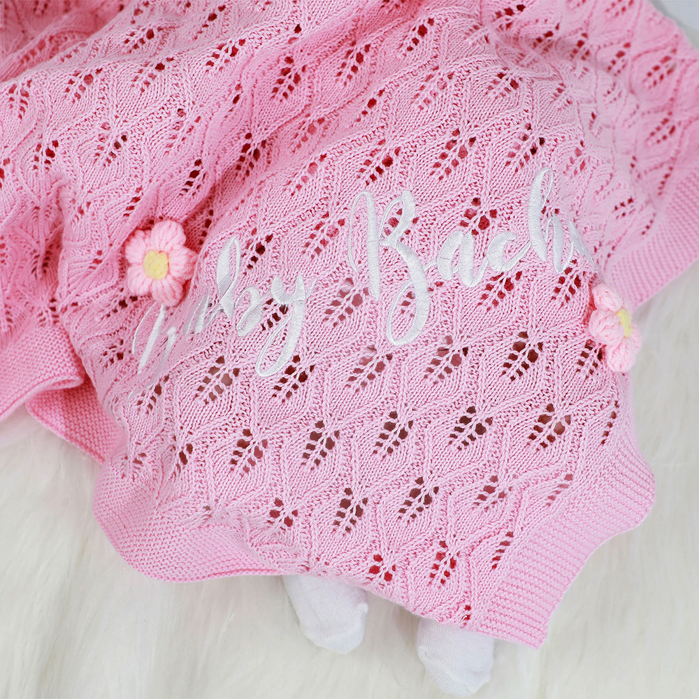 Personalized Embroidered Knit Baby Blanket for Unique Gift | CWBaby87