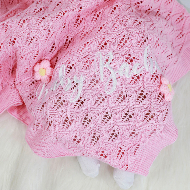 Personalized Embroidered Knit Baby Blanket for Unique Gift | CWBaby87