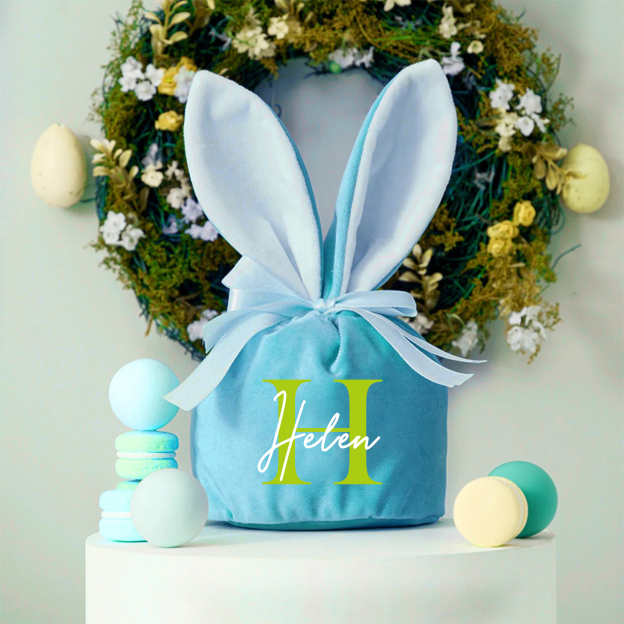 Personalized Name Easter Bunny Velvet Basket | CWEaster20