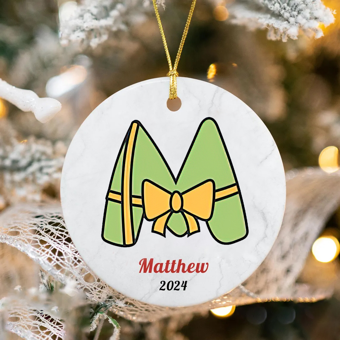 Personalized Christmas Cute Monogram Ornaments Decoration | MCGift3606