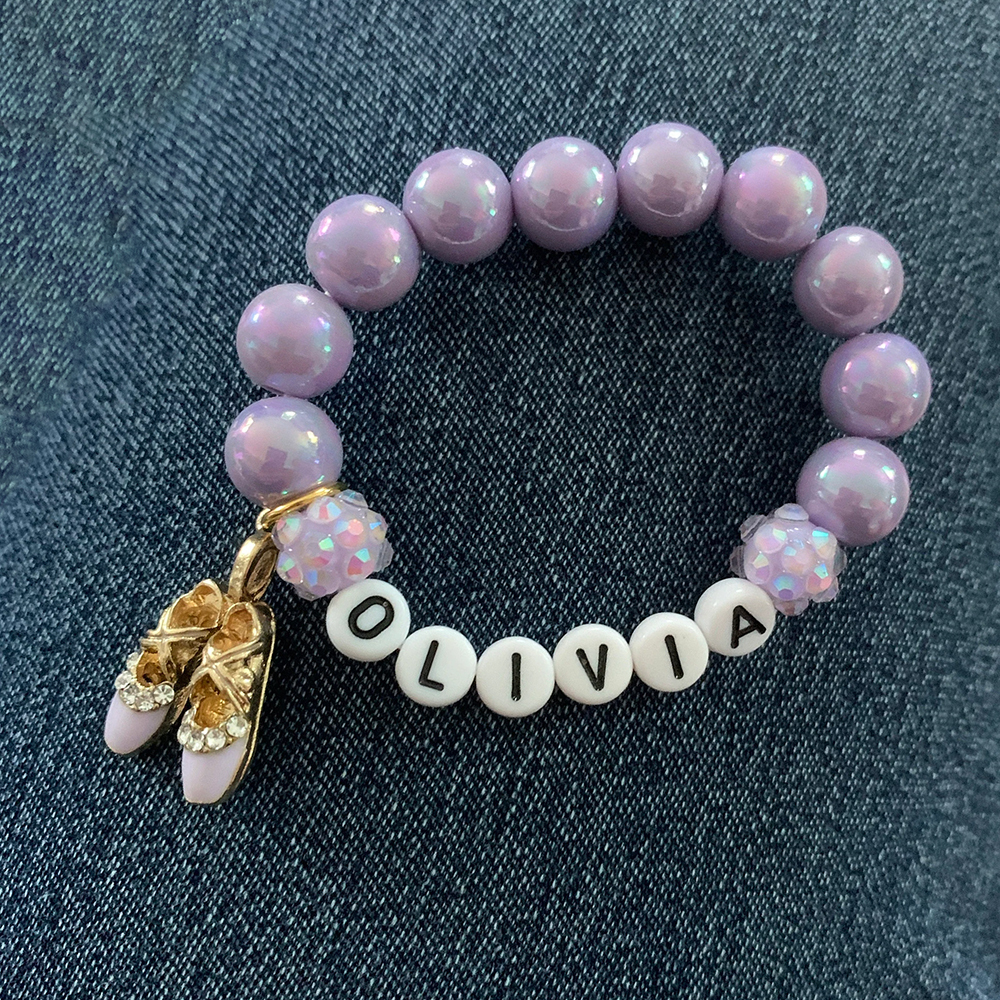 Personalized Kids Lovely Ballet Bead Bracelet With Name | CWBeach143