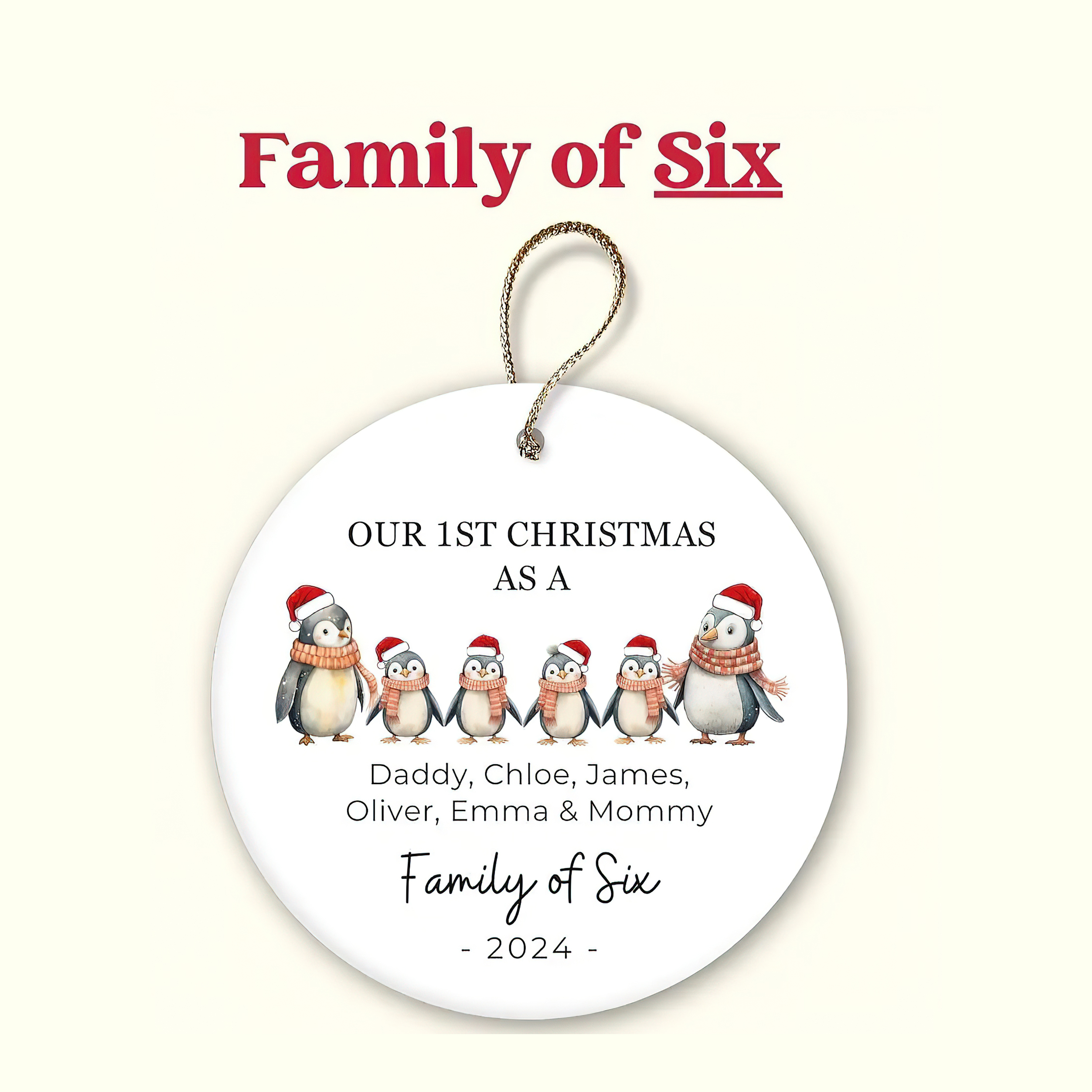 Personalized Christmas Lovely Penguin Family Name Ornaments Decoration | MCGift5713