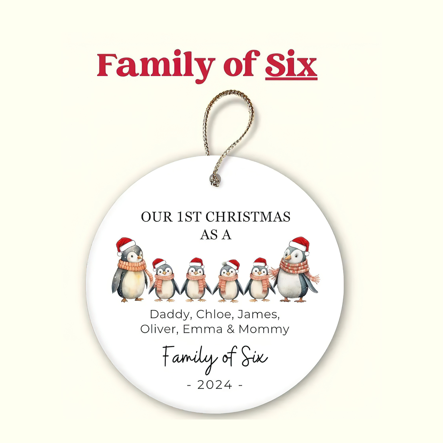 Personalized Christmas Lovely Penguin Family Name Ornaments Decoration | MCGift5713