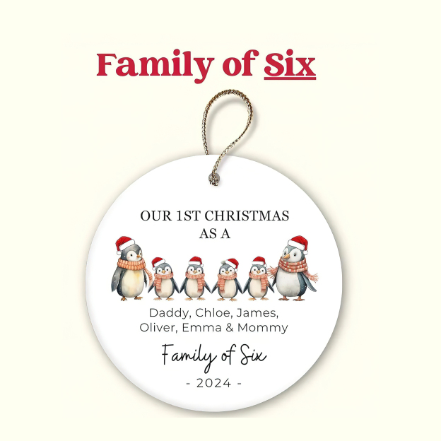 Personalized Christmas Lovely Penguin Family Name Ornaments Decoration | MCGift5713