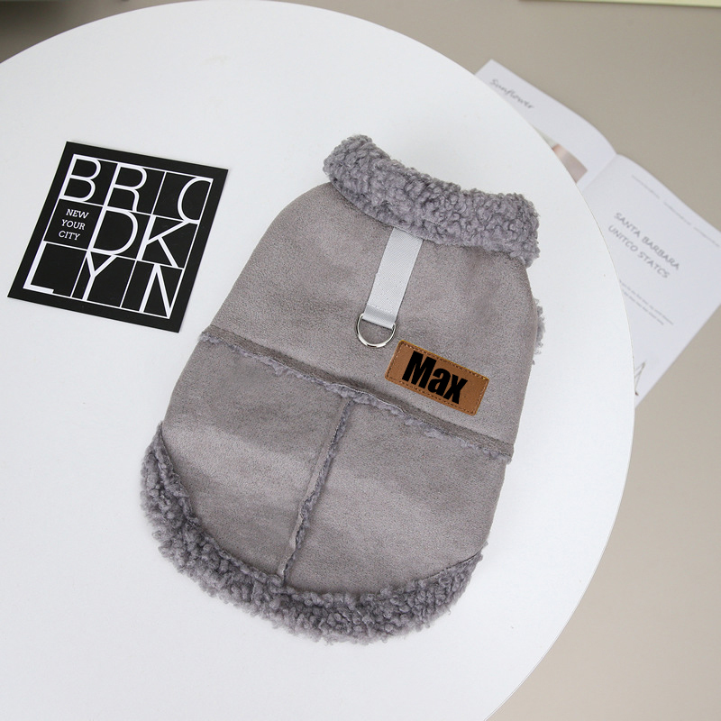 Personalized Leather Patch Pets Warm Jacket | BKPet92