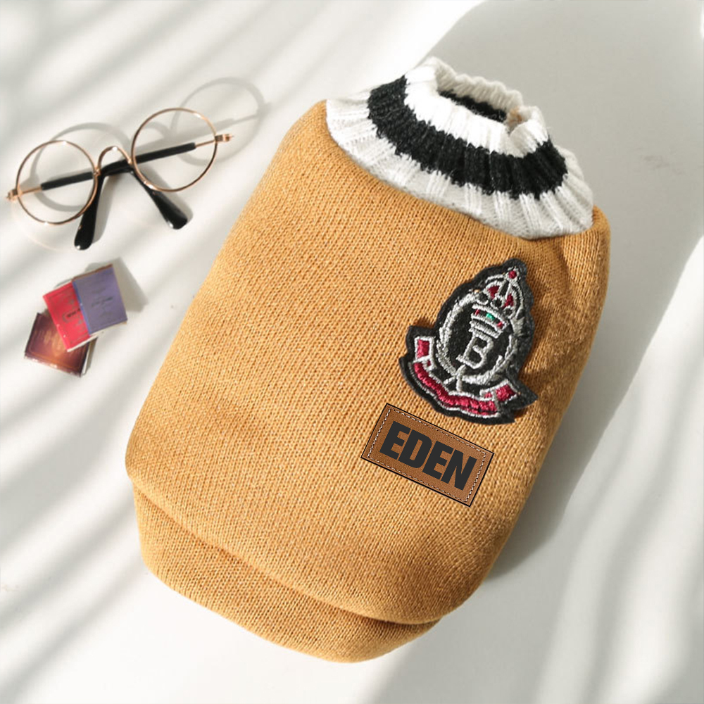 Personalized Leather Patch Pets Sweater | BKPet98