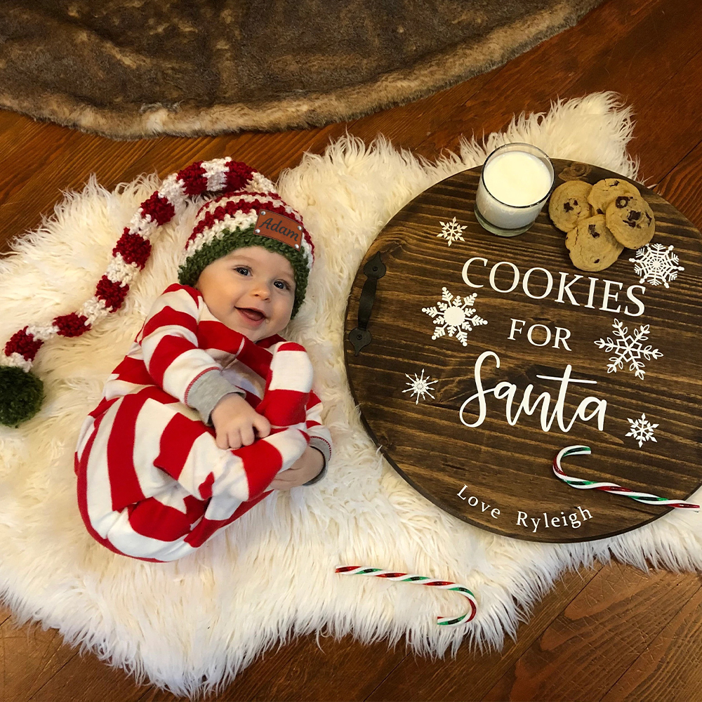 Personalized Leather Patch Christmas Elf Long Tail Hat | MCGift71