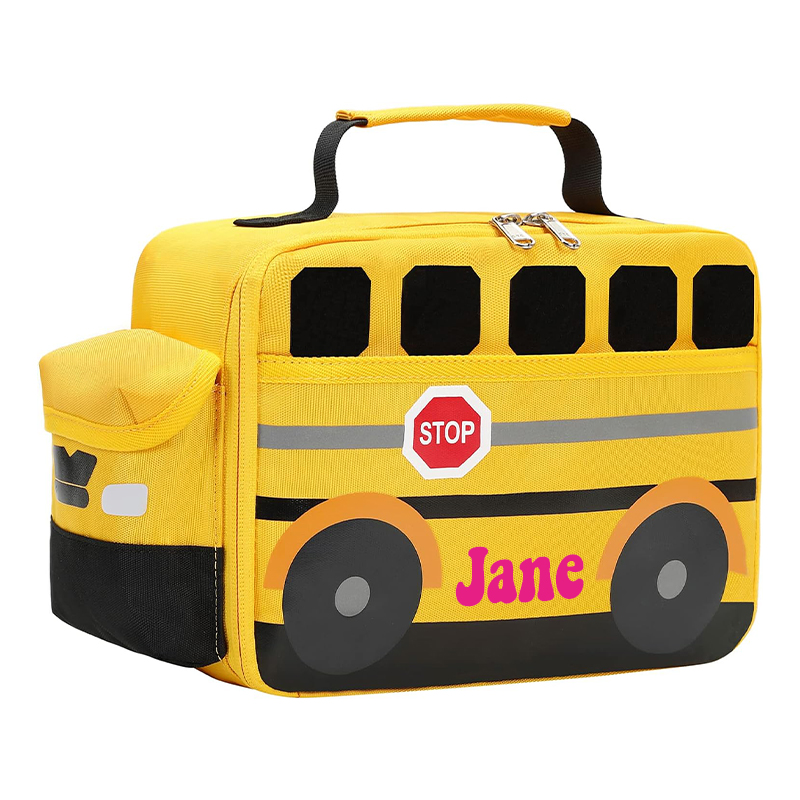 Personalized 3D School Bus Backpack with Insulation Lunch Box