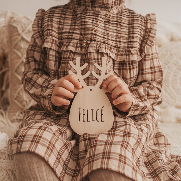 Personalized Christmas Reindeer Wood Ornament | MCGift81