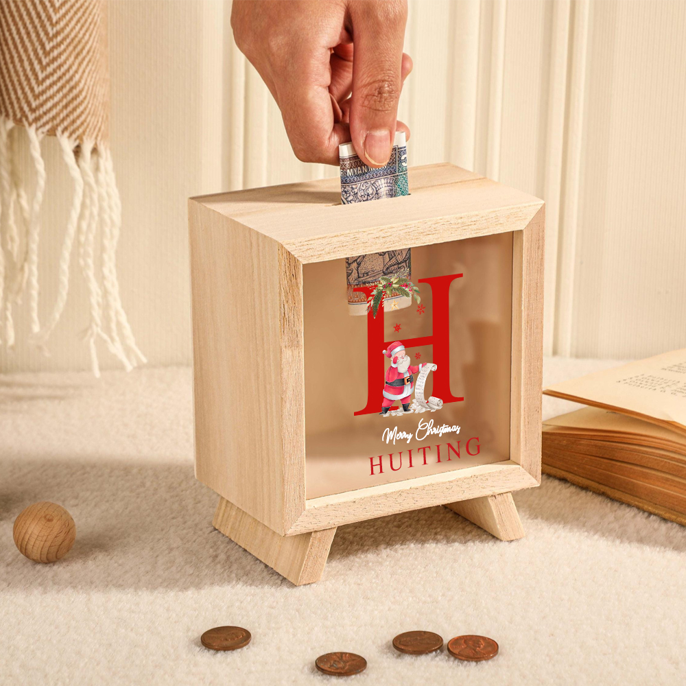 Personalized Kids Initial & Name Christmas Piggy Bank | CWToy98