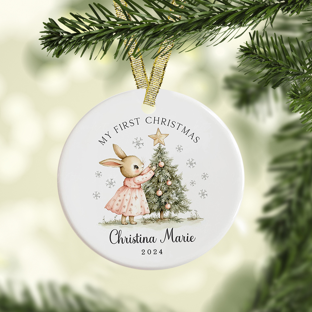 Personalized Lovely Bunny Christmas Tree Ornaments Decoration | MCGift5724