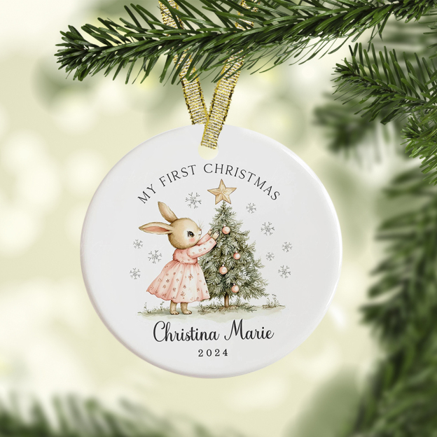 Personalized Lovely Bunny Christmas Tree Ornaments Decoration | MCGift5724