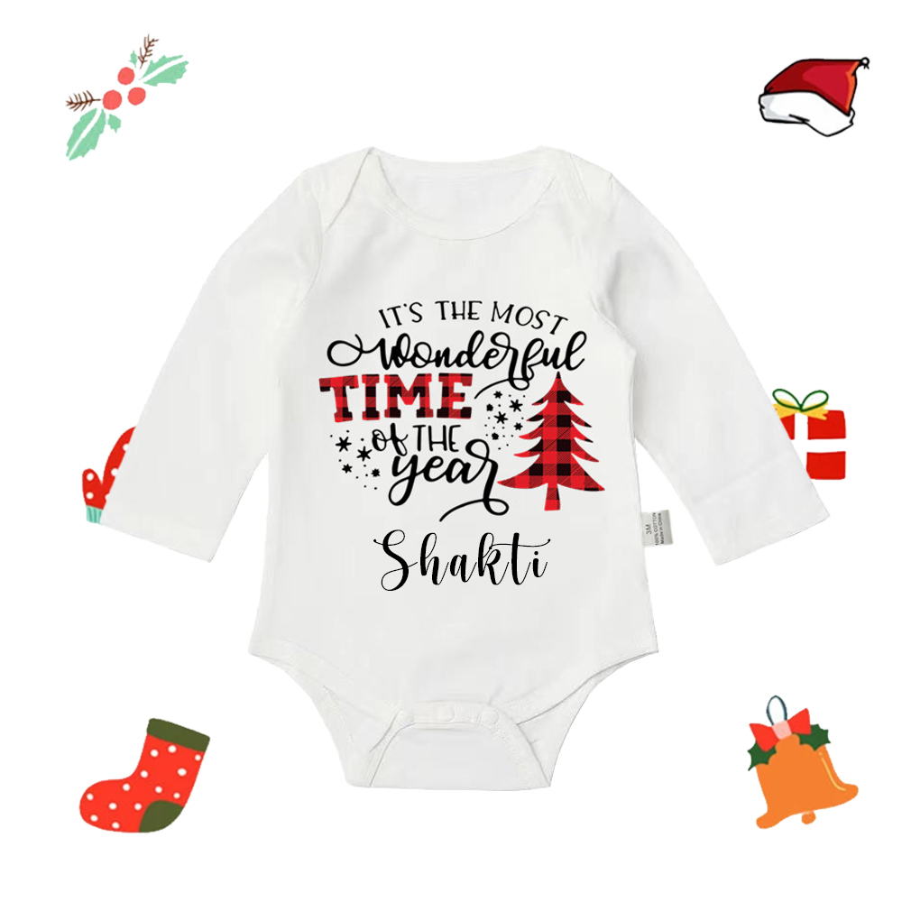 Personalized Baby Merry Christmas White Ropmer | CWBaby104