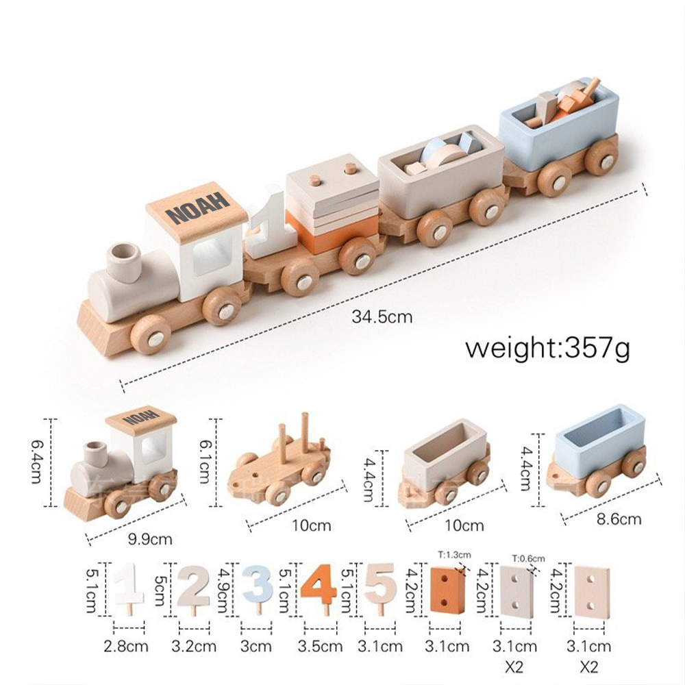 Personalized Kid Toy Wooden Freight Train Set | CWToy100