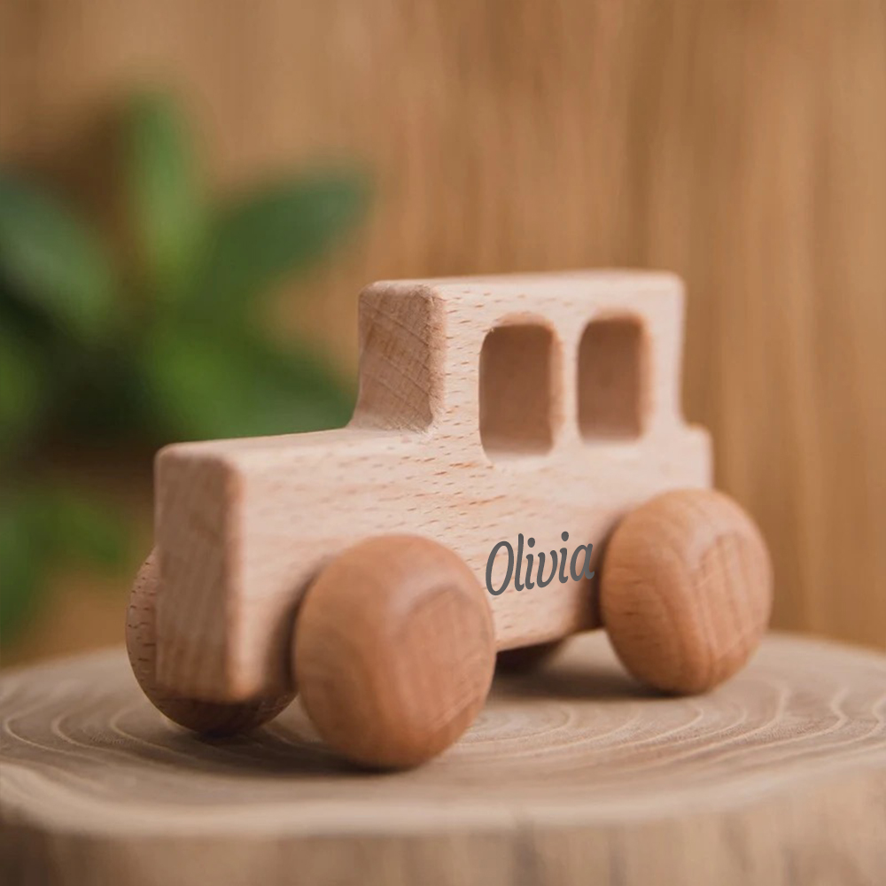 Personalized Baby Natural Wooden Cars Toy | CWToy101