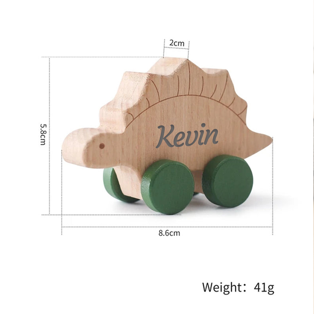 Personalized Natural Wooden Early Education Dinosaur Cars Toy Trolley | CWToy103