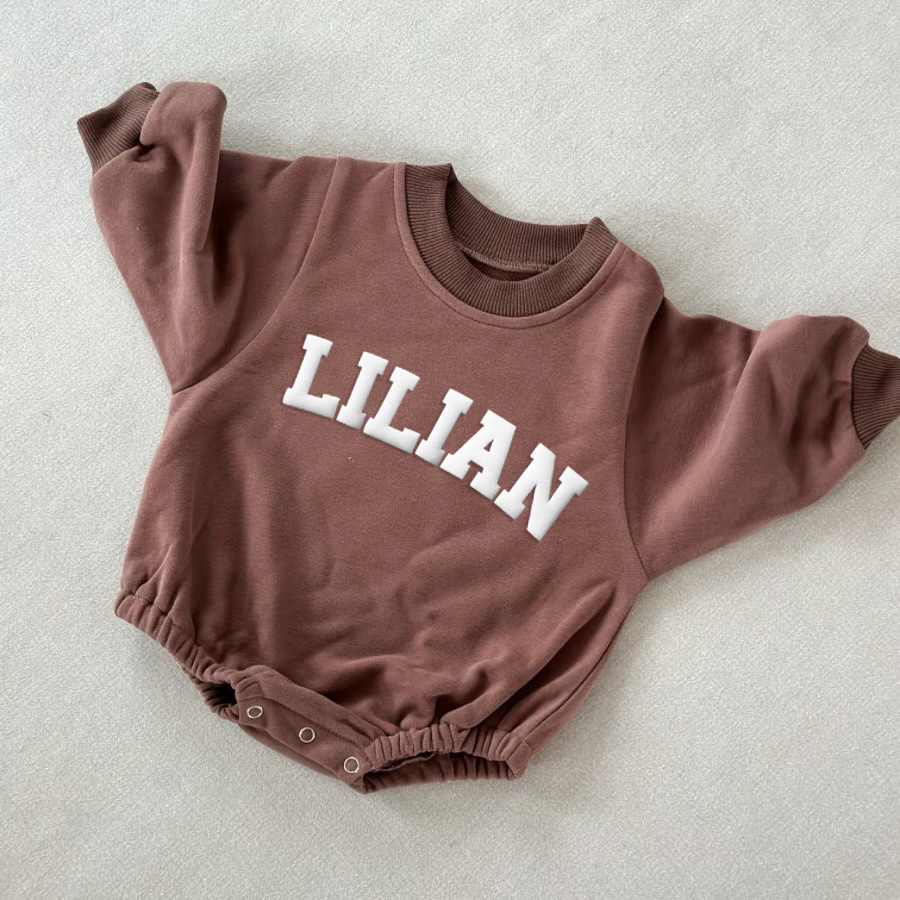 Personalized Puff Name Baby Color Sweatshirt Bodysuit | CWBaby90