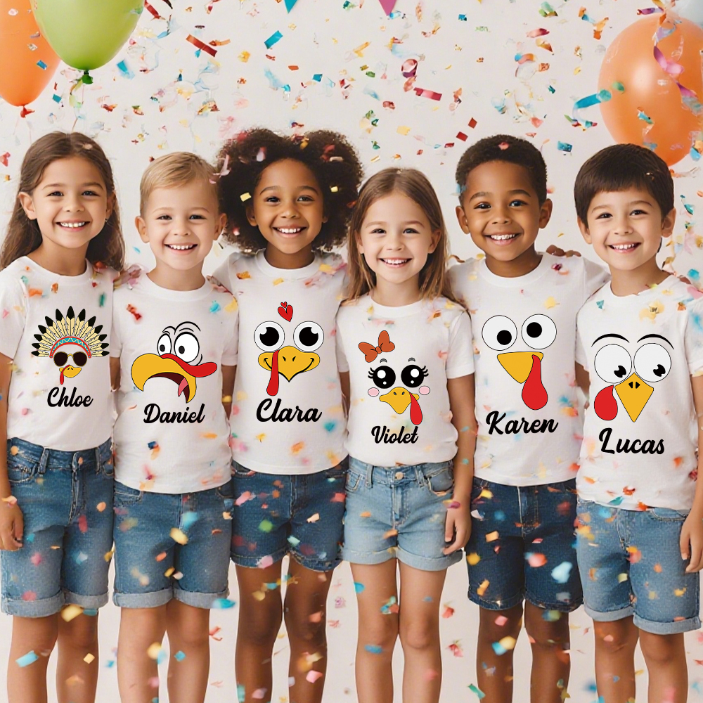 Personalized Funny Turkey Face Family Matching Shirt | CWThanks07