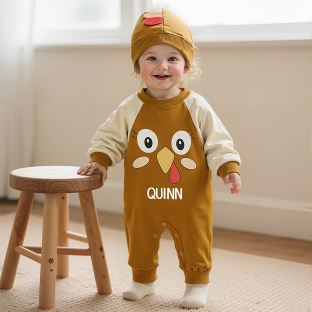 Personalized Baby Thanksgiving Turkey Romper with Hat | CWThanks10