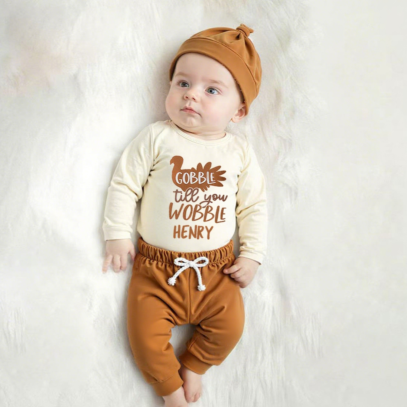 Personalized Baby 1st Thanksgiving Outfit Set | CWThanks11