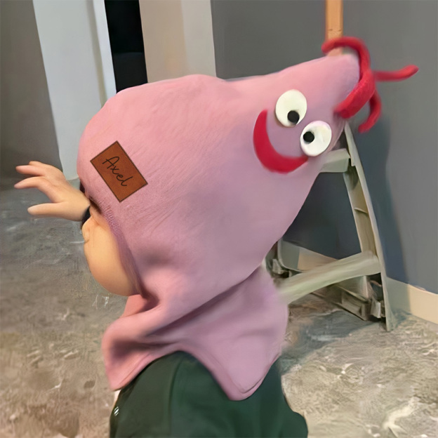 Personalized Leather Patch Wool Rooster Balaclava Hats | HSKid59