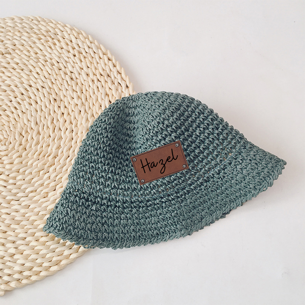 Personalized Colorful Leather Patch Straw Hat for Comfort & Unique | CWBeach86