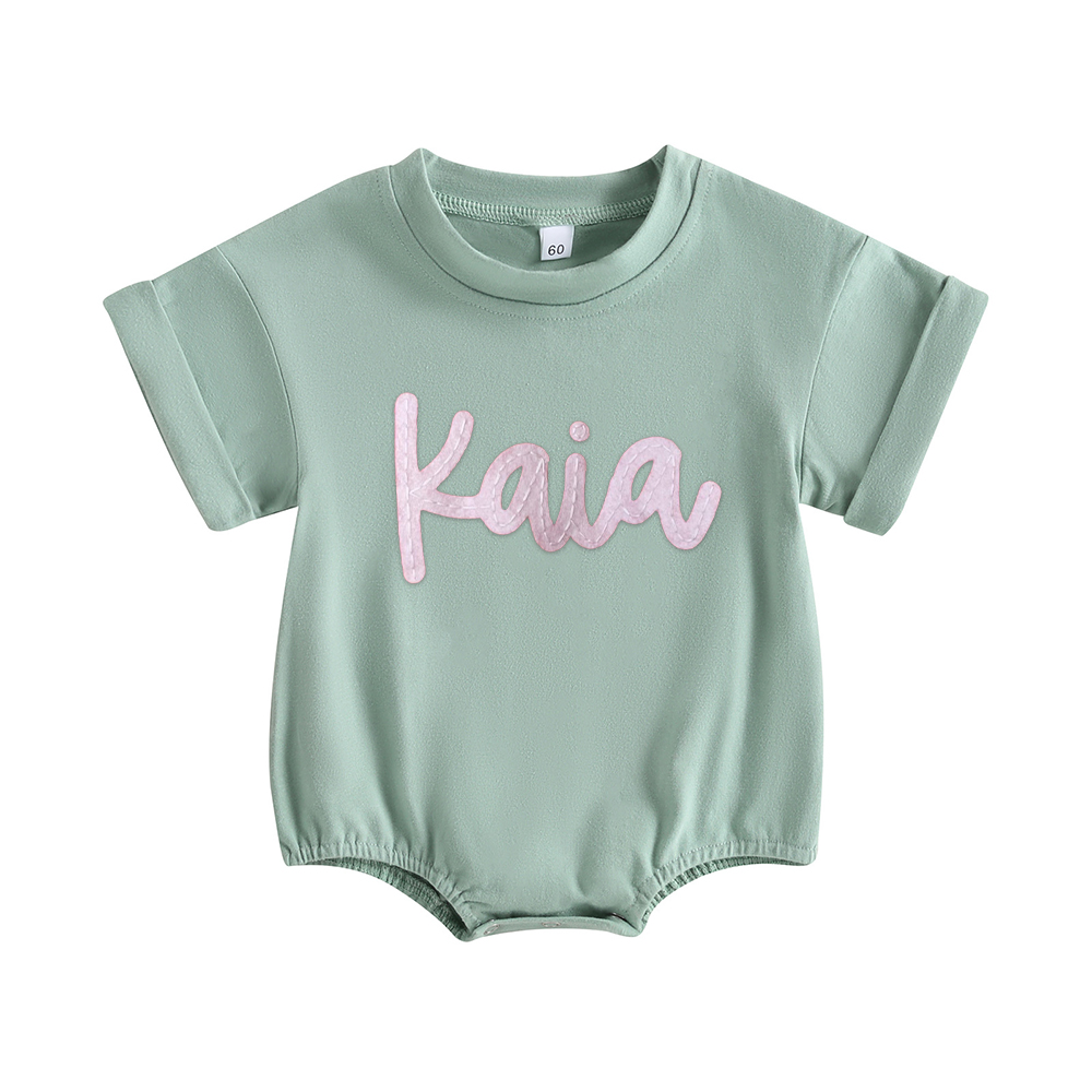 Personalized Baby Hand Embroidered Felt Romper | CWBaby301