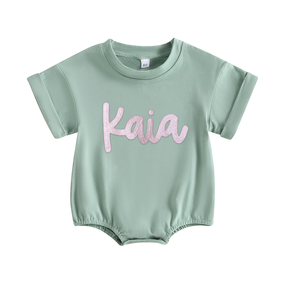 Personalized Baby Hand Embroidered Felt Romper | CWBaby301
