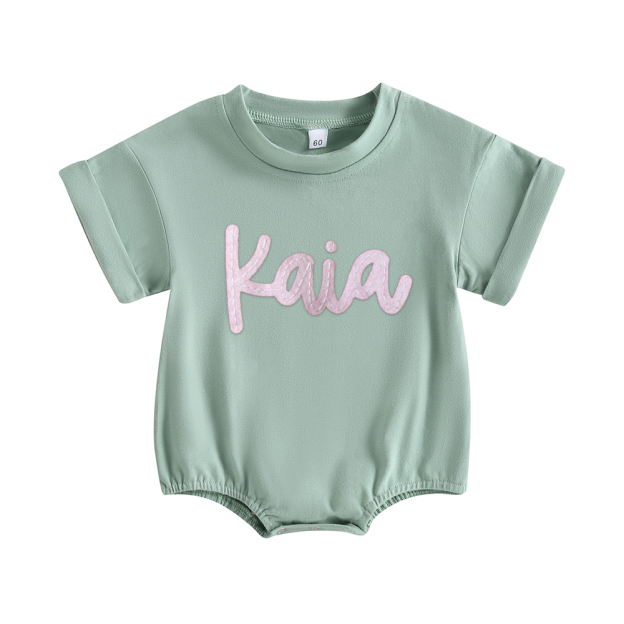 Personalized Baby Hand Embroidered Felt Romper | CWBaby301