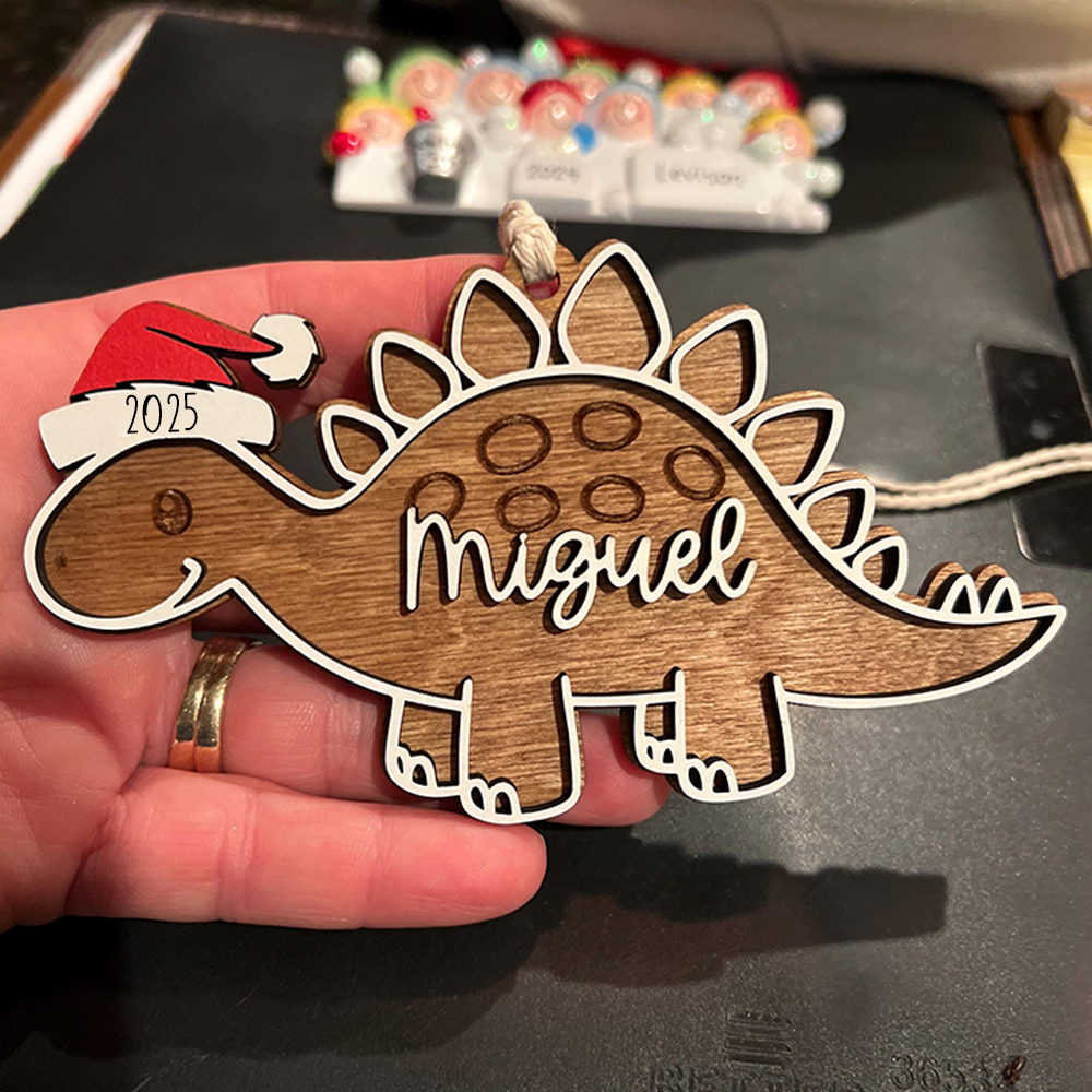 Personalized Christmas Dinosaur Wood Ornaments Decoration | MCGift146