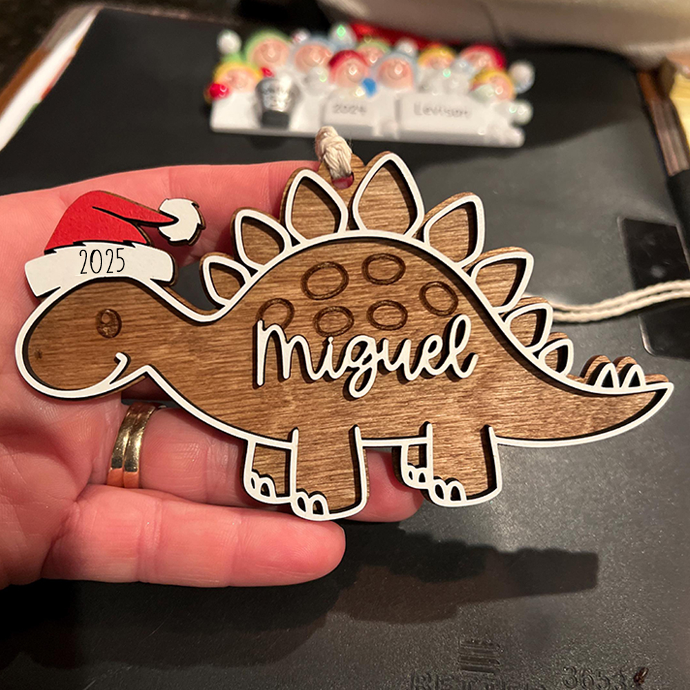 Personalized Christmas Dinosaur Wood Ornaments Decoration | MCGift146