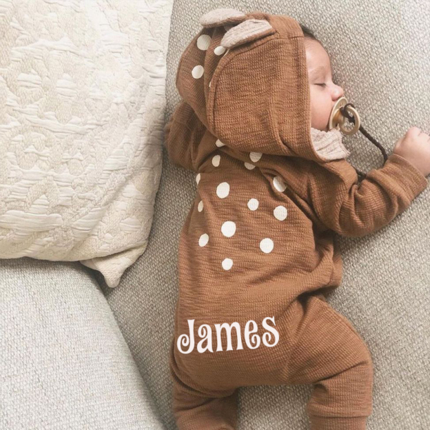 Personalized Baby Cute Bambi Hooded Jumpsuit | CWBaby319