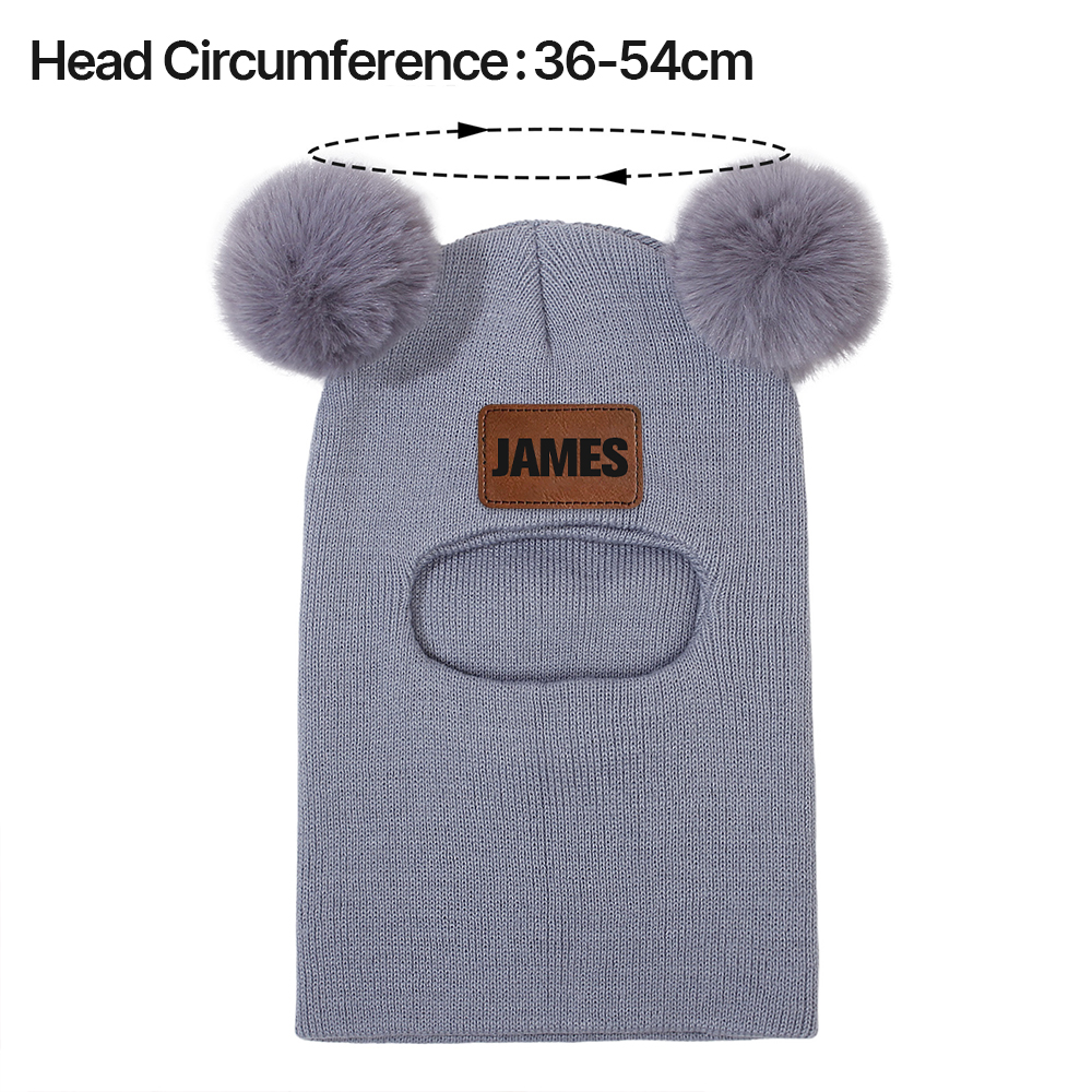 Personalized Kid Winter Warm Knitted PomPom Hat Scarf | HSKid64