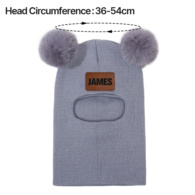 Personalized Kid Winter Warm Knitted PomPom Hat Scarf | HSKid64